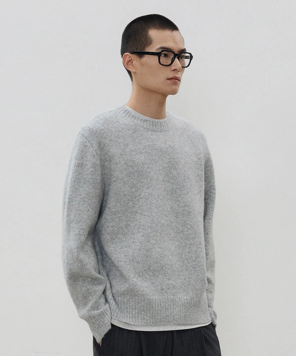 Wool Mohair Crewneck Knit [Light Gray]