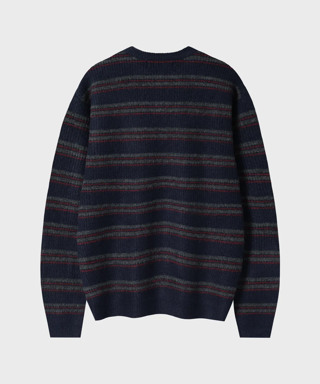 Ribbed Oversized Henley Neck Knit [Navy ST]