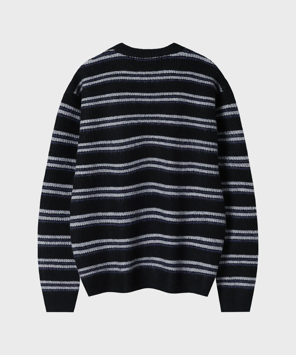 Ribbed Oversized Henley Neck Knit [Black ST]