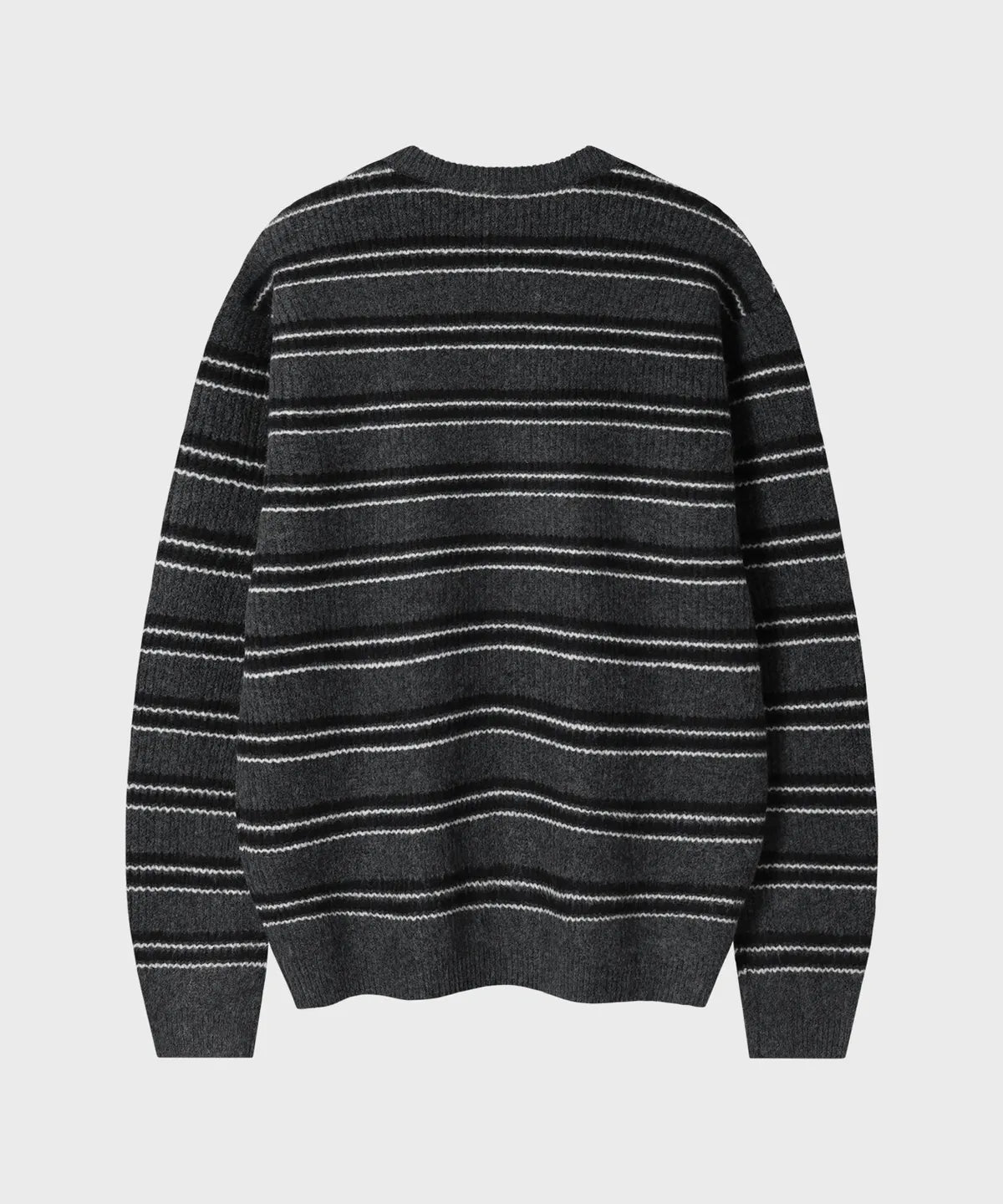 Ribbed Oversized Henley Neck Knit [Charcoal ST]