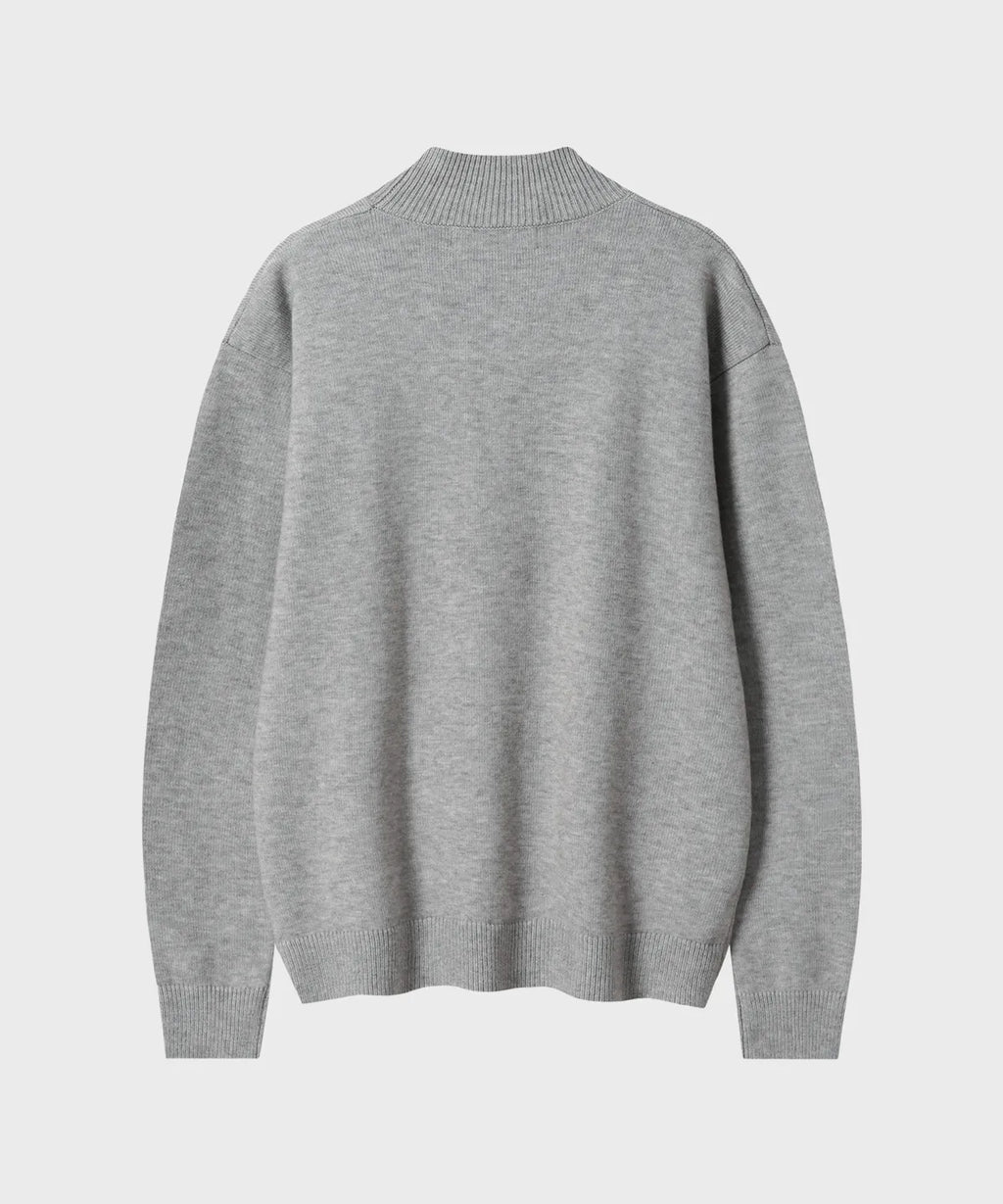 Minimal Wool Half-Neck Knit [Light Gray]