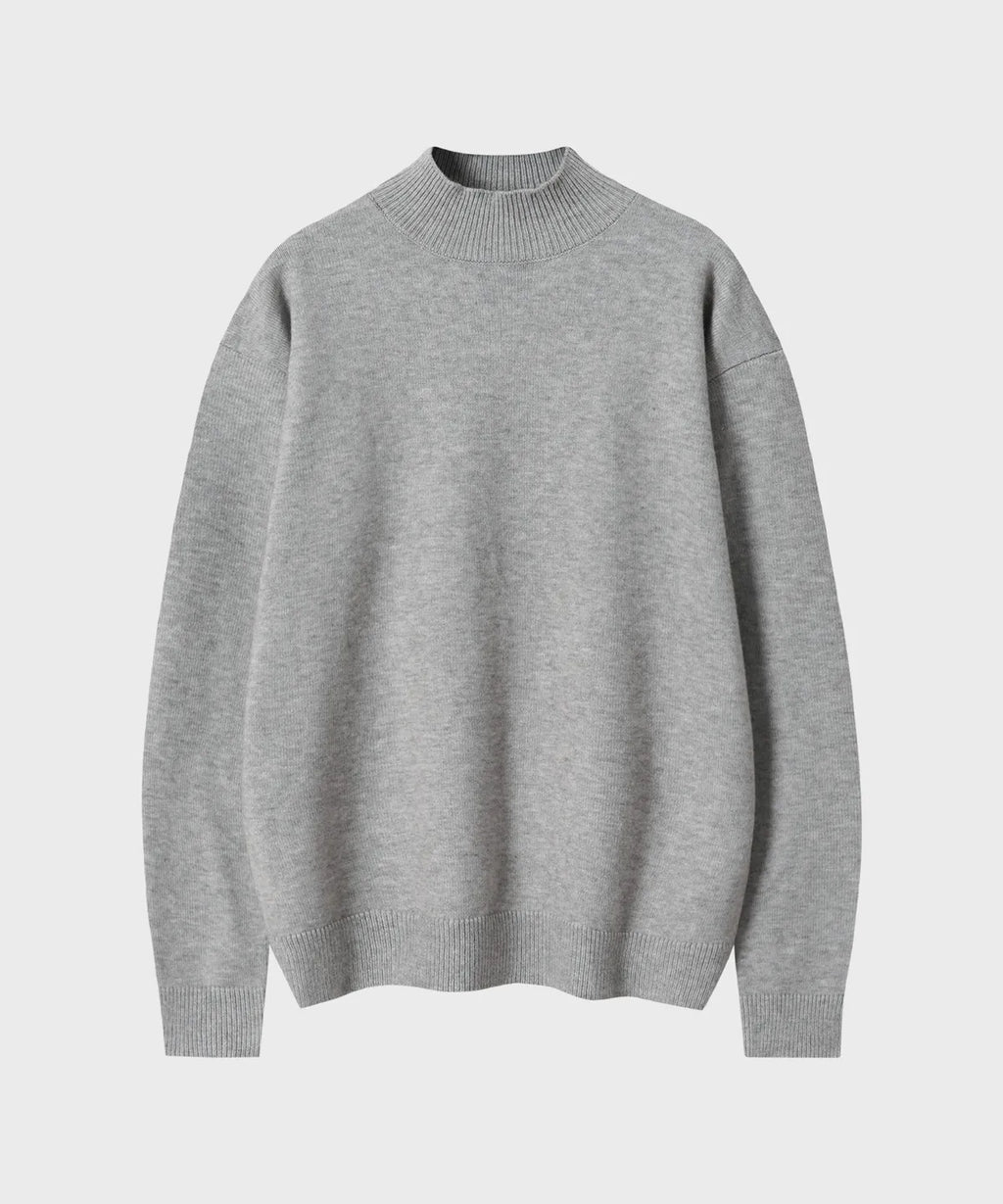 Minimal Wool Half-Neck Knit [Light Gray]
