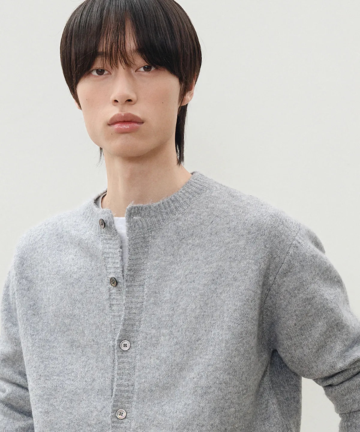 Minimal Wool Half-Neck Knit [Gray]