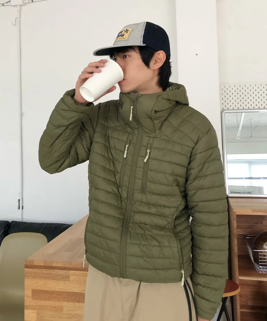 Essential Hooded Lightweight Insulated Jacket [Khaki]