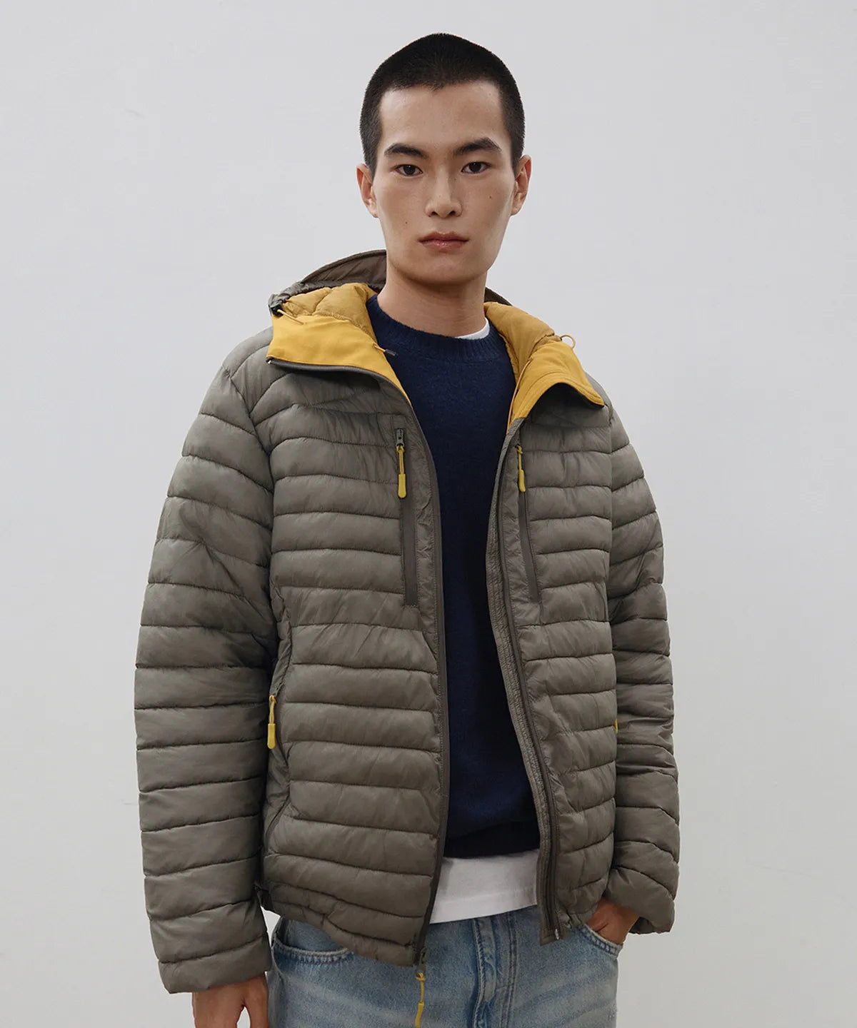 Essential Hooded Lightweight Insulated Jacket [Grayish Khaki]