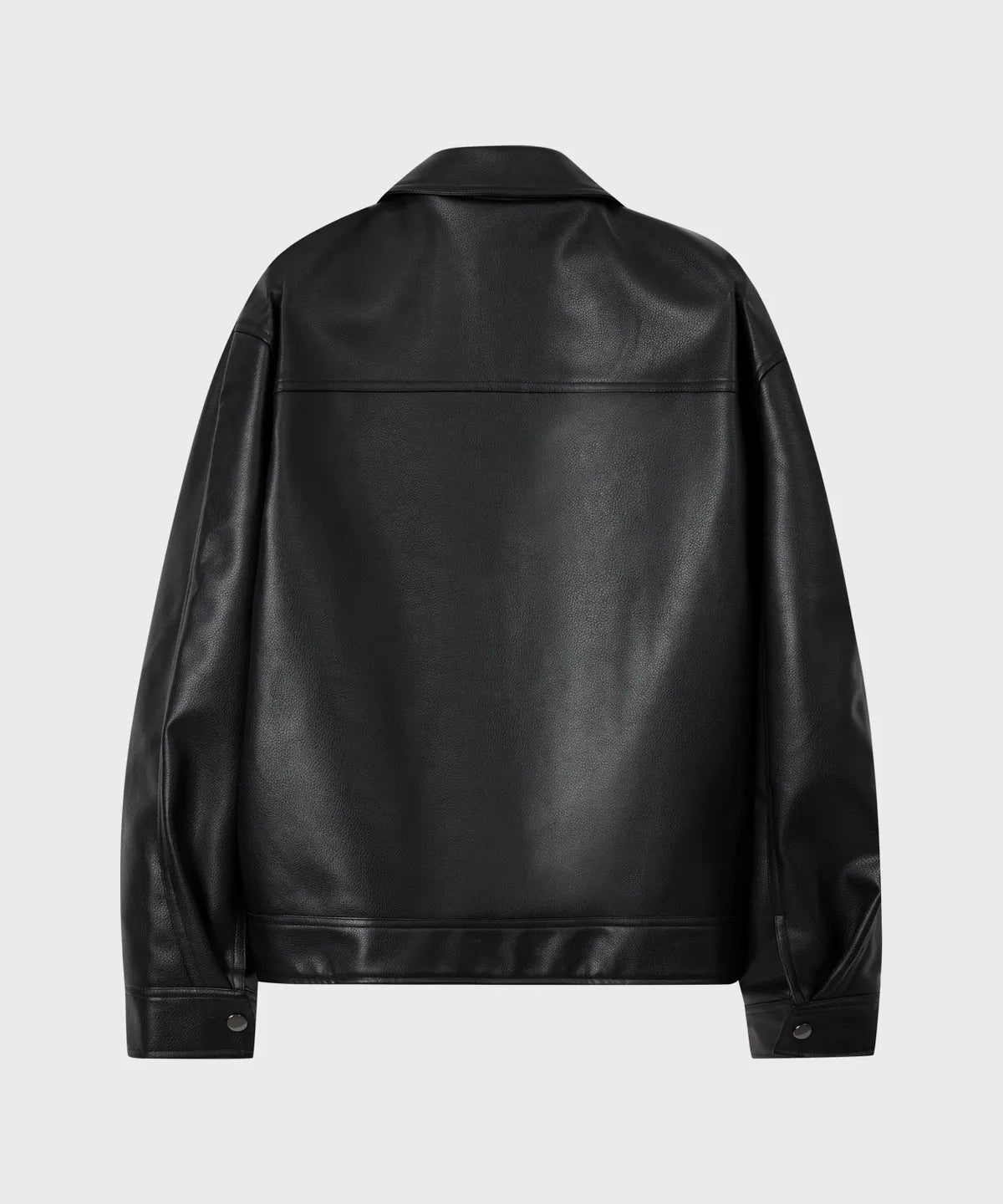 Leather Cropped Blouson Jacket [Black]