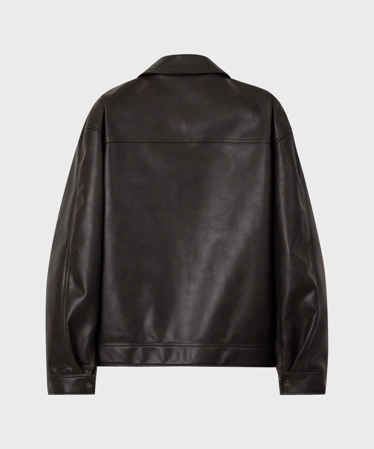 Leather Cropped Blouson Jacket [Brown]