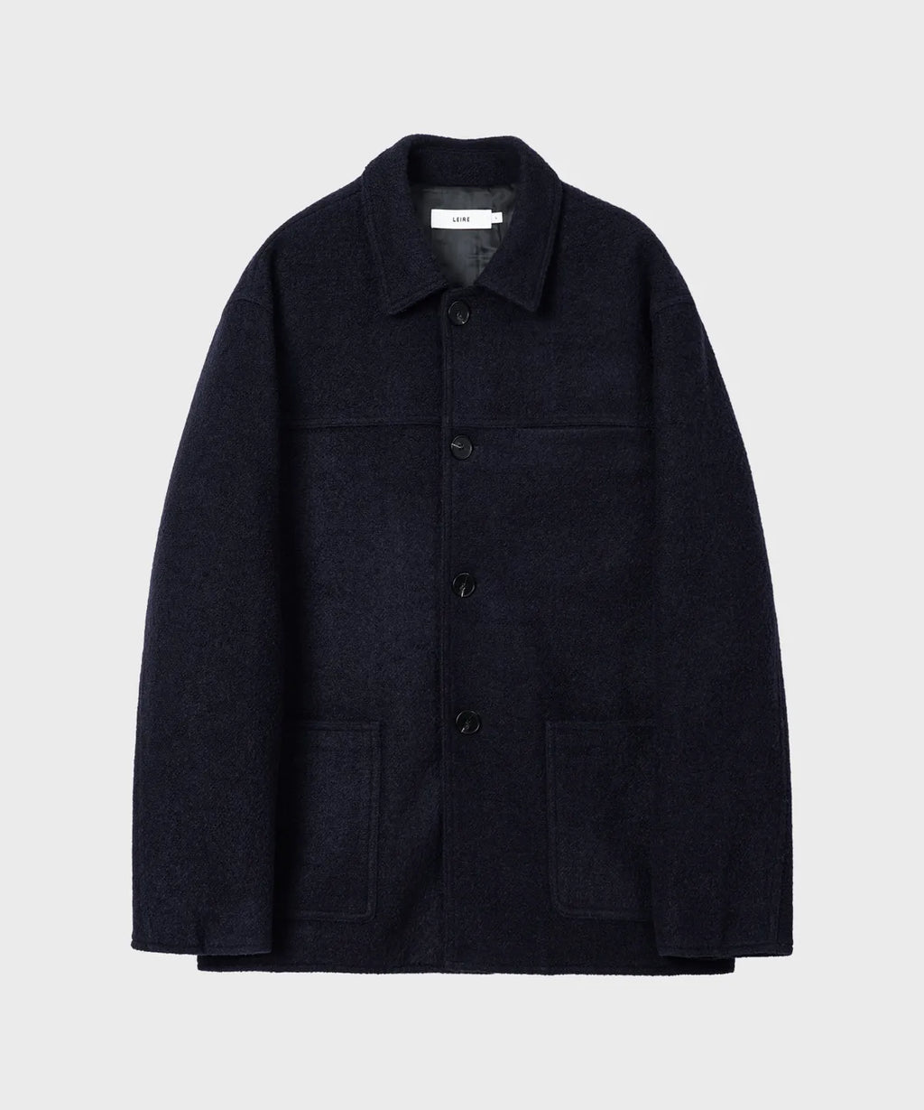 Wool Blend Boucle Half Coat [Navy]