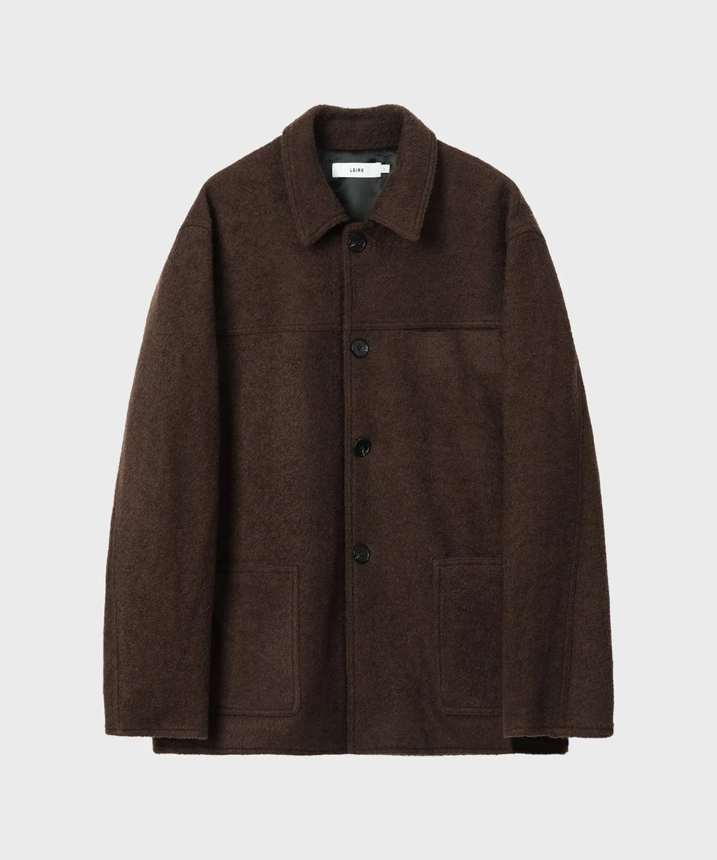 Wool Blend Boucle Half Coat [Brown]