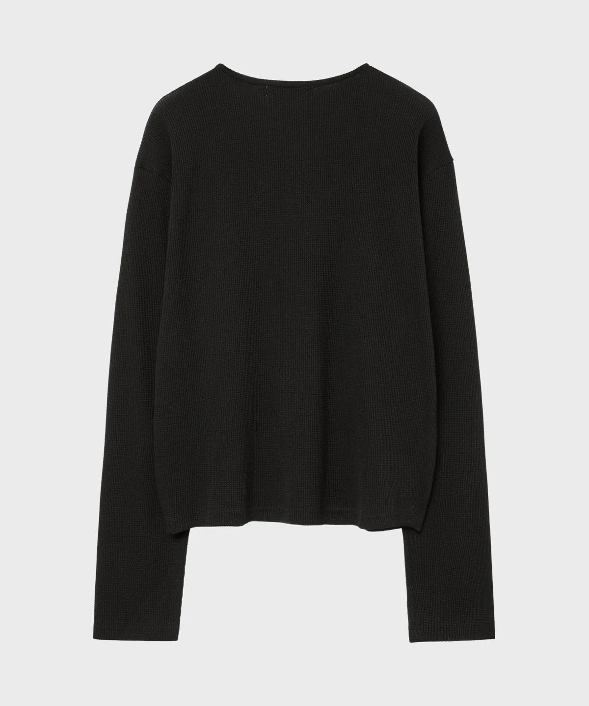 Waffle Crop Long Sleeve T-shirt [Black]