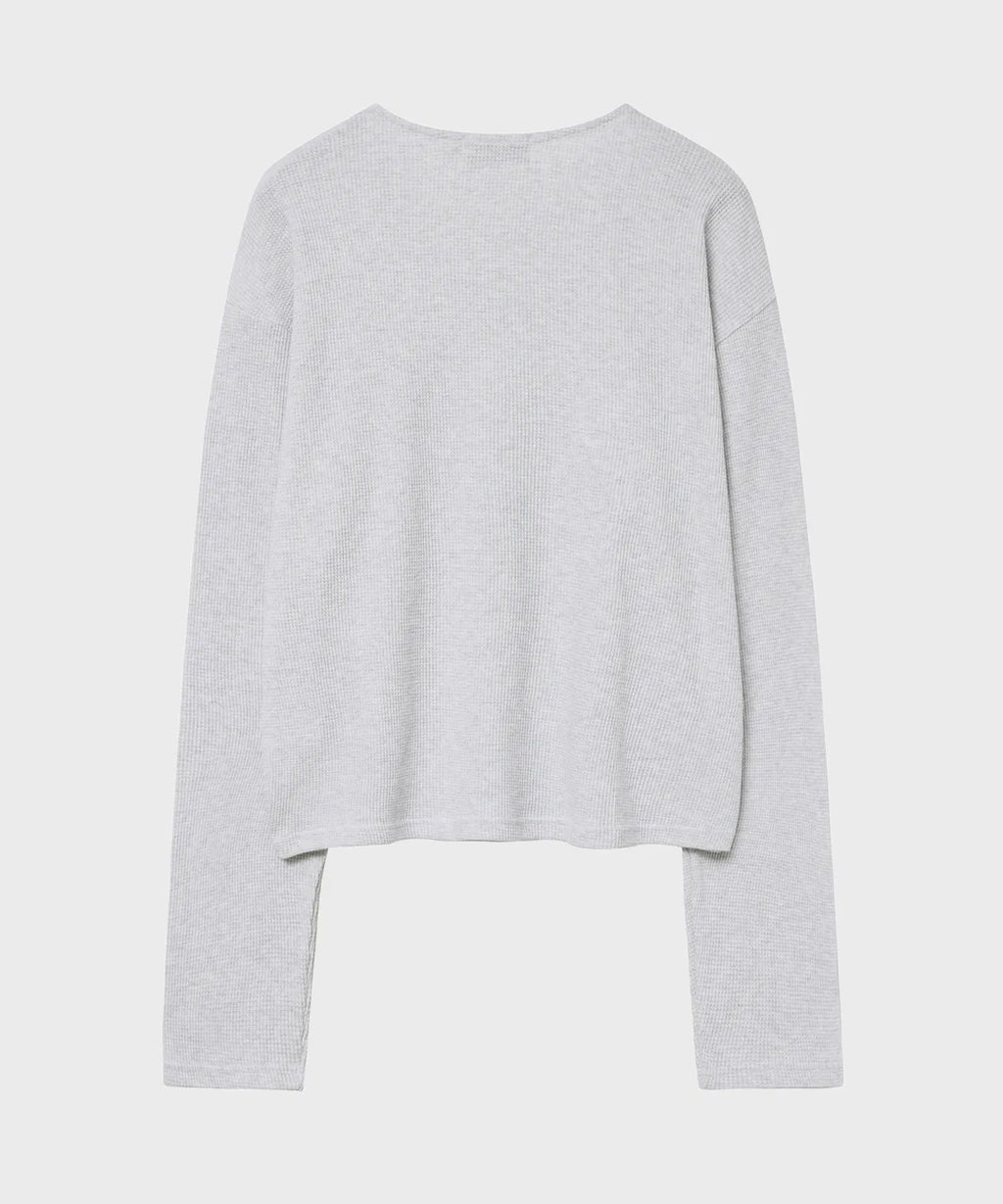 Waffle Crop Long Sleeve T-shirt [White Melange]