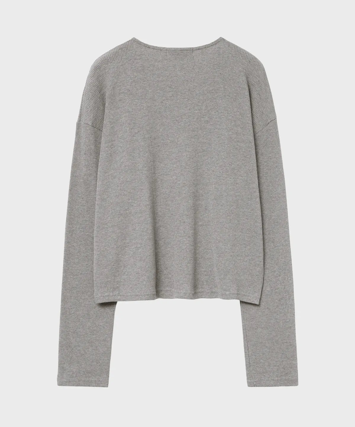 Waffle Crop Long Sleeve T-shirt [Gray]