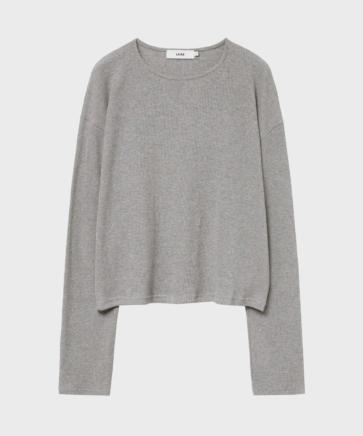 Waffle Crop Long Sleeve T-shirt [Gray]