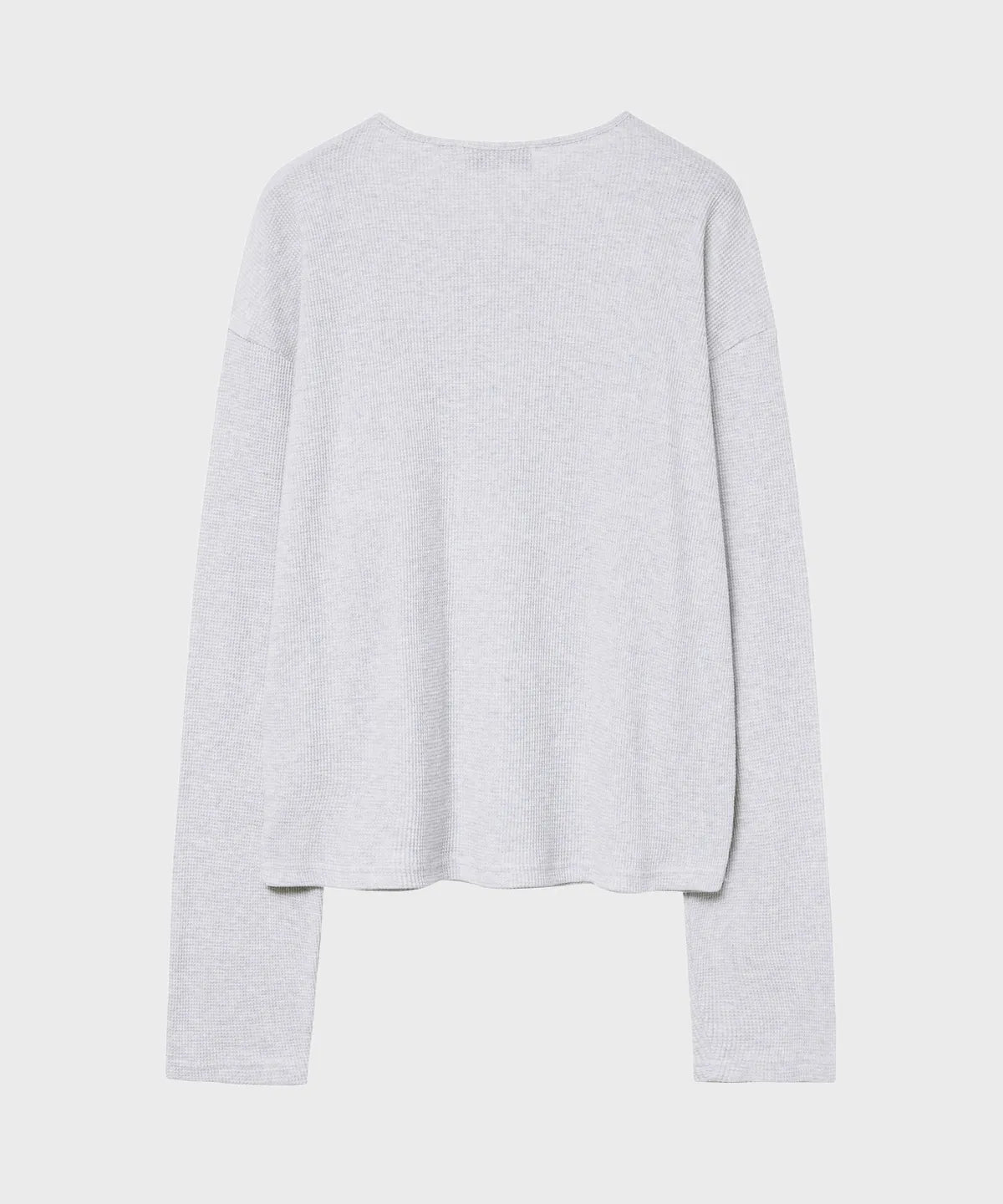Waffle Henley Neck Crop T-shirt [White Melange]