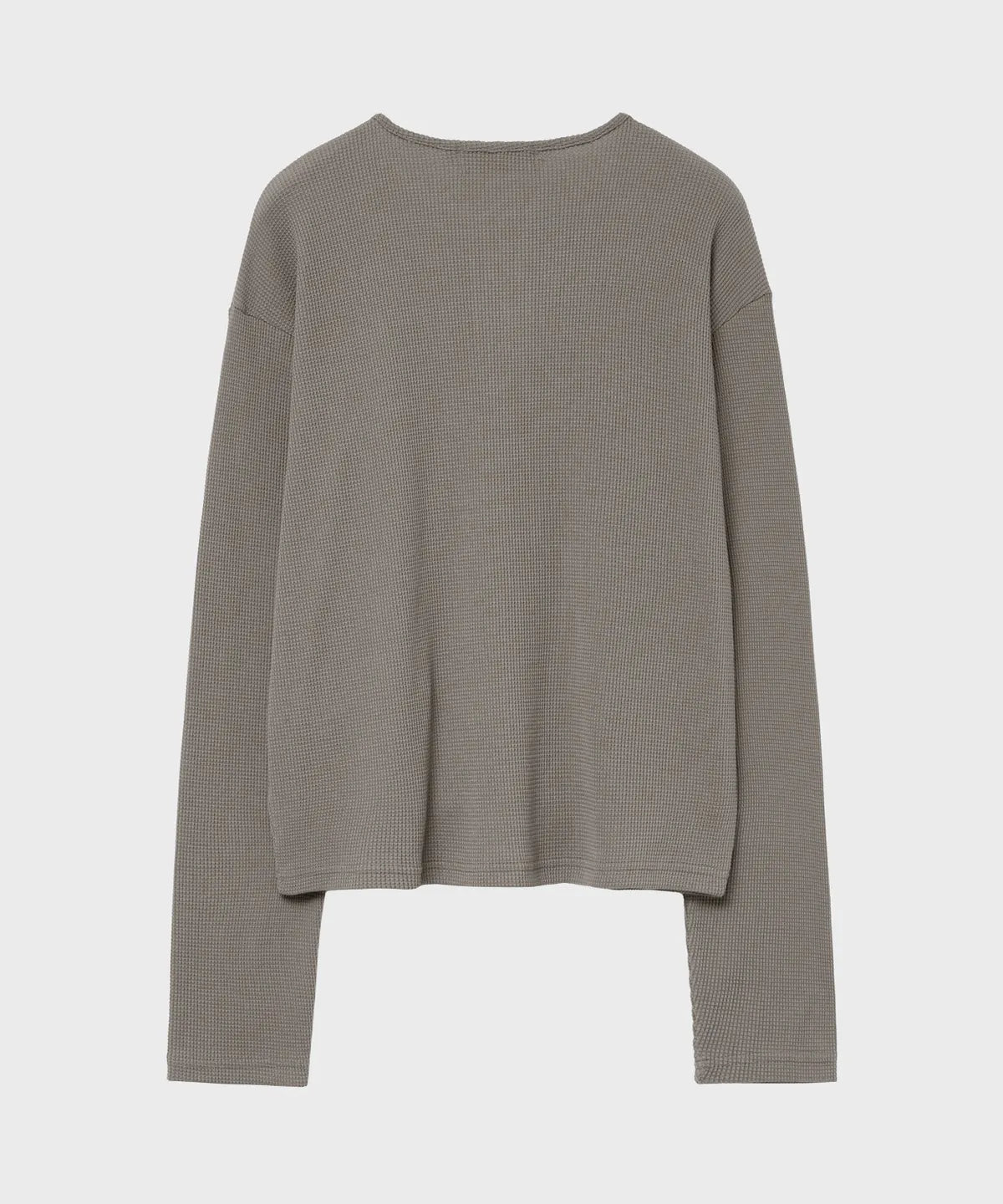 Waffle Henley Neck Crop T-shirt [Mocha Beige]