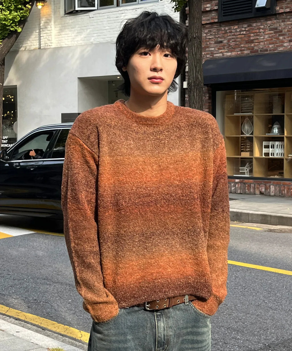 Gradient Crop Oversized Knit [Brick Brown]
