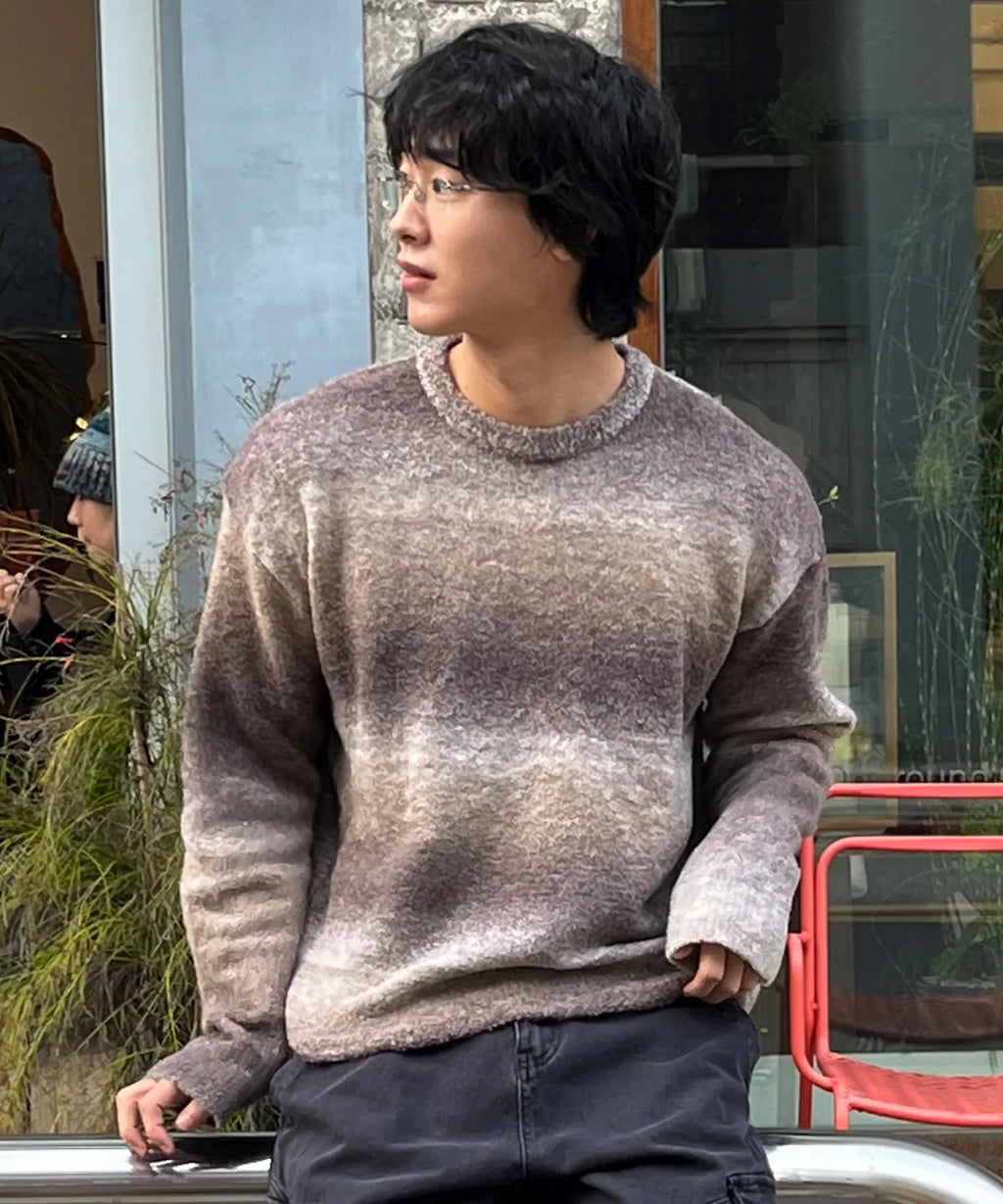 Gradient Crop Oversized Knit [Dusty Pink]