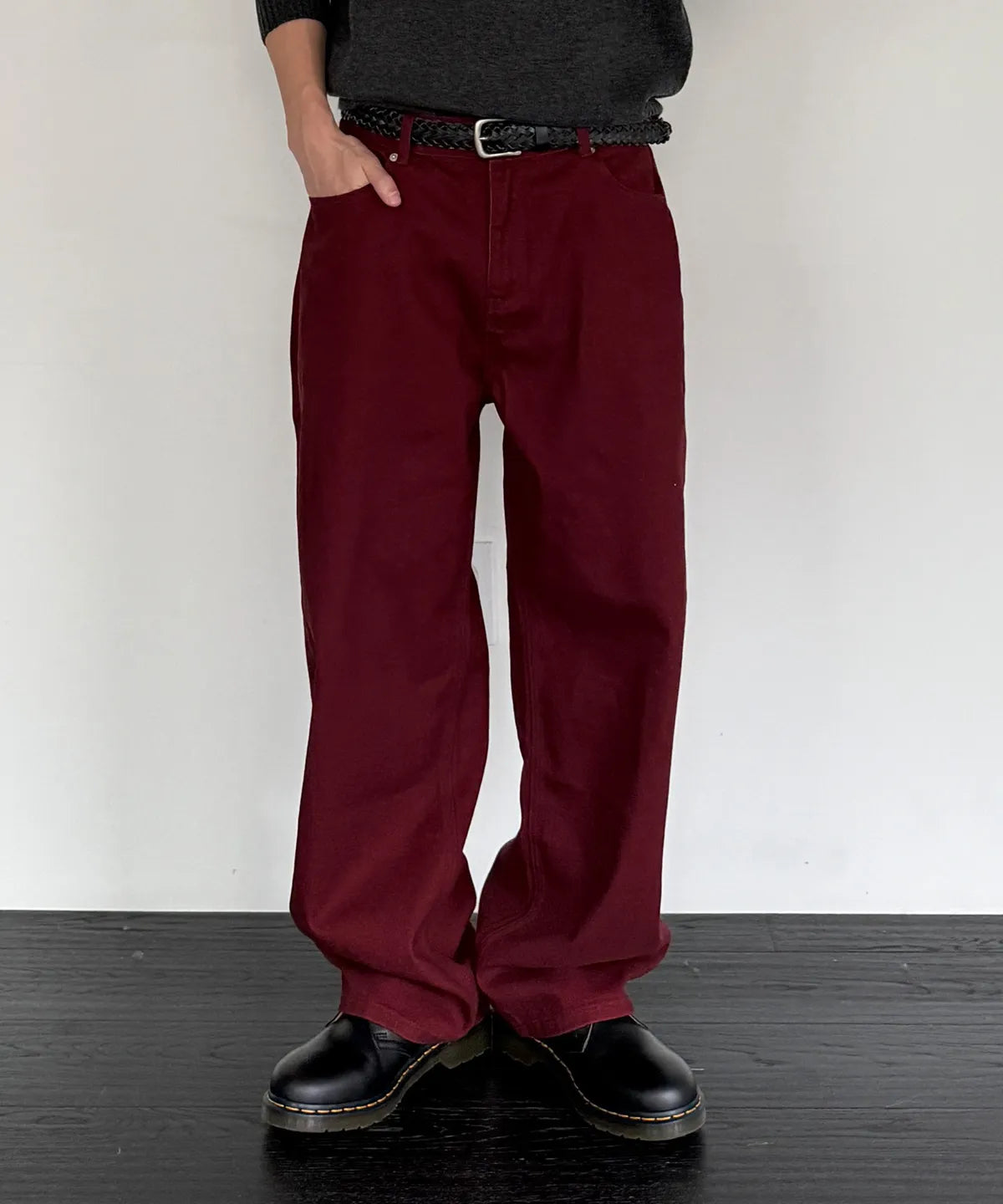 Everyday Curved Denim Pants [Burgundy]