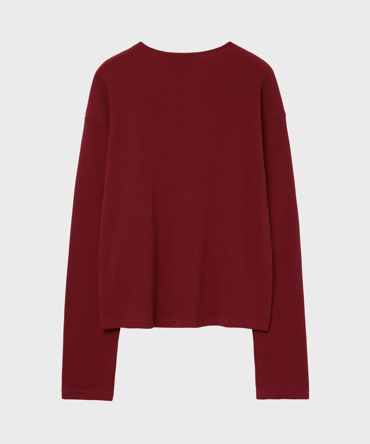 Waffle Henley Neck Crop T-shirt [Vintage Red]