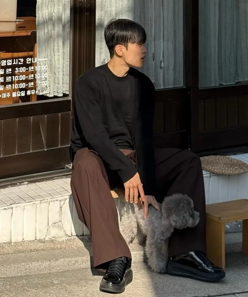 Essential Wool Crewneck Knit [Black]