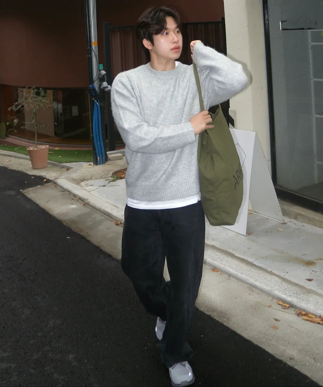 Wool Mohair Crewneck Knit [Light Gray]