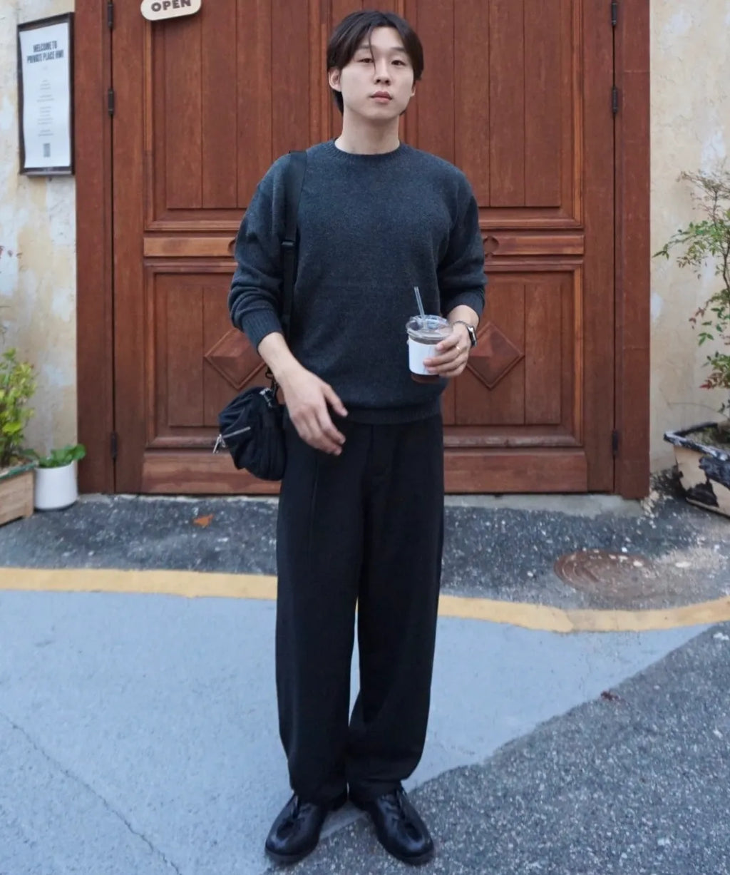 Essential Wool Crewneck Knit [Charcoal]