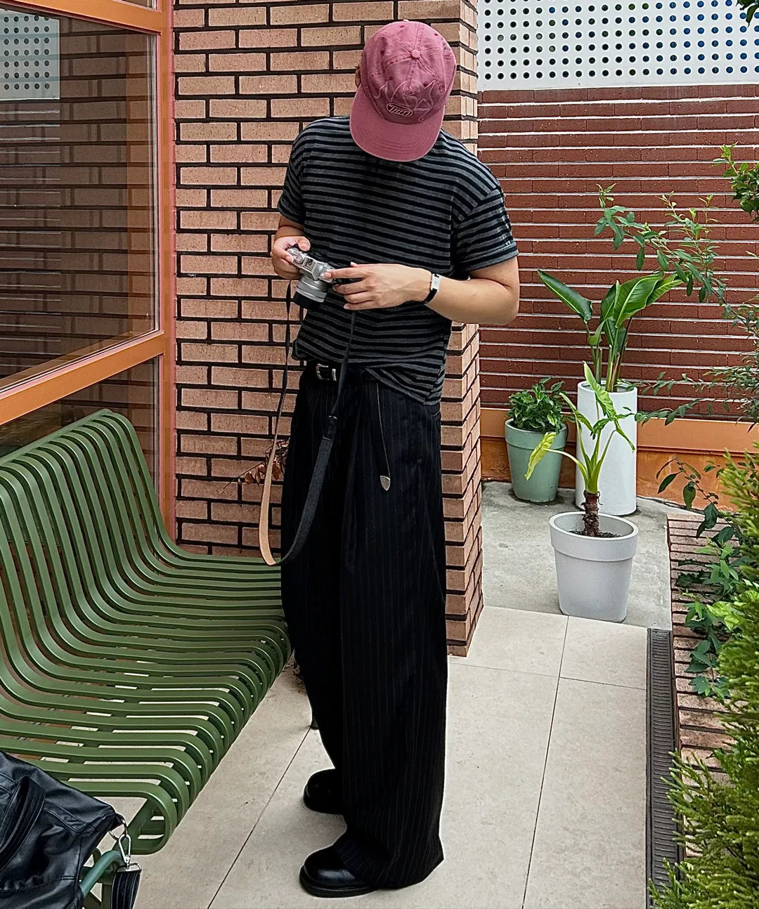 Essential Crop T-Shirt [Charcoal Stripe]