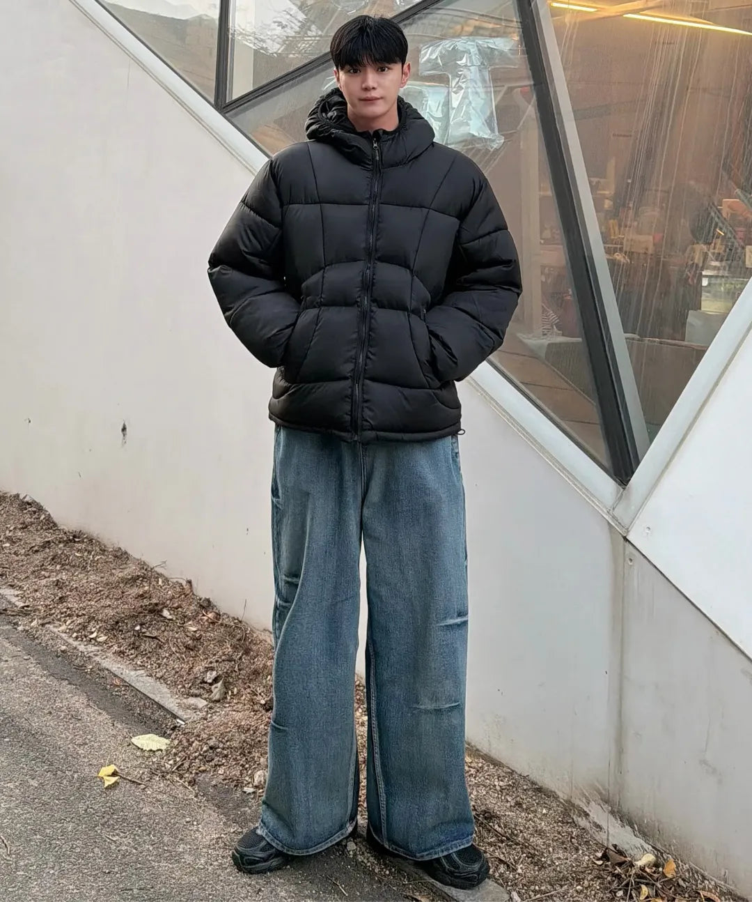 Balaclava Hooded Insulated Puffer Jacket [Black]