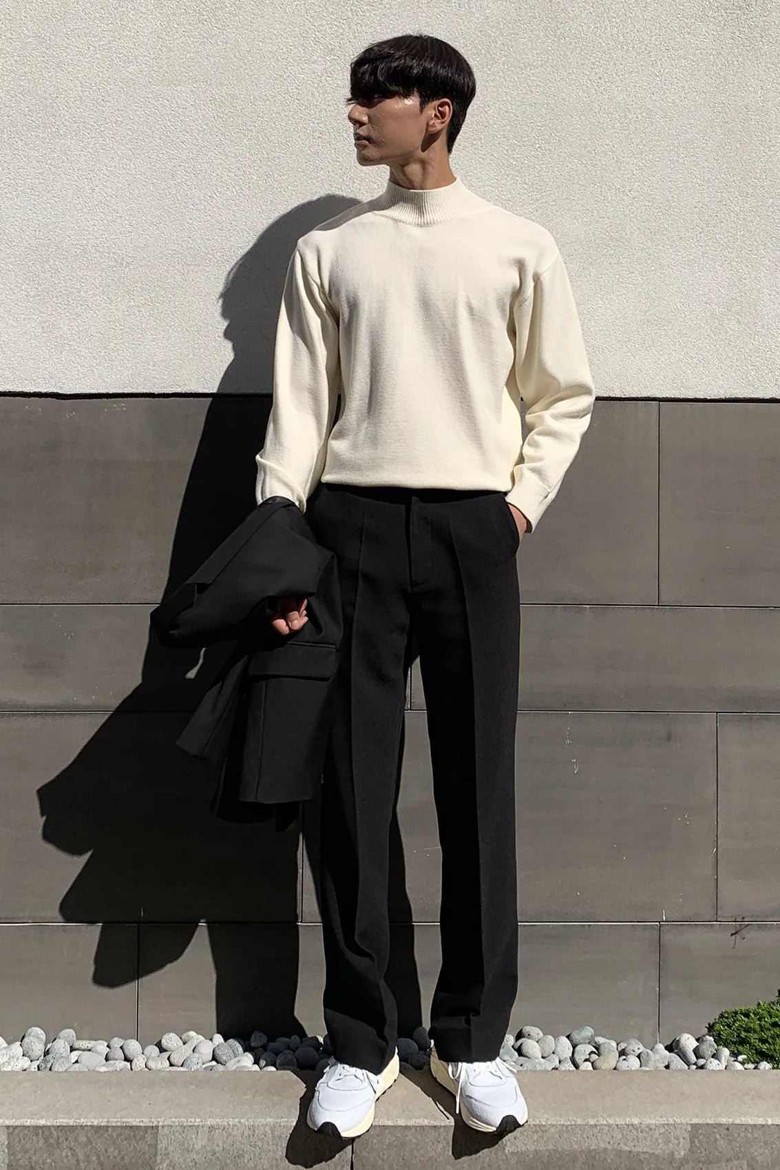 Minimal Wool Half-Neck Knit [Ivory]