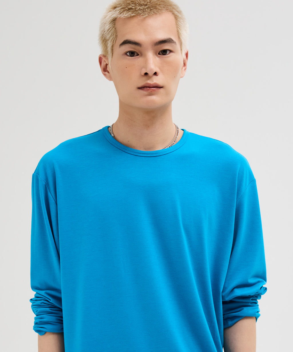 Soft Round Long Sleeve T-Shirt [Aqua Blue]