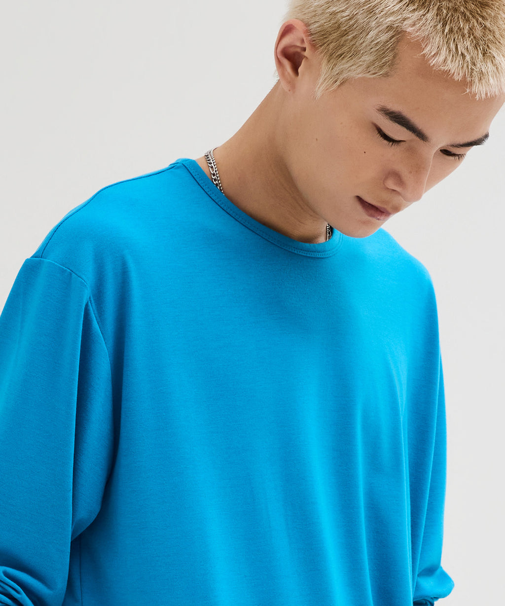 Soft Round Long Sleeve T-Shirt [Aqua Blue]