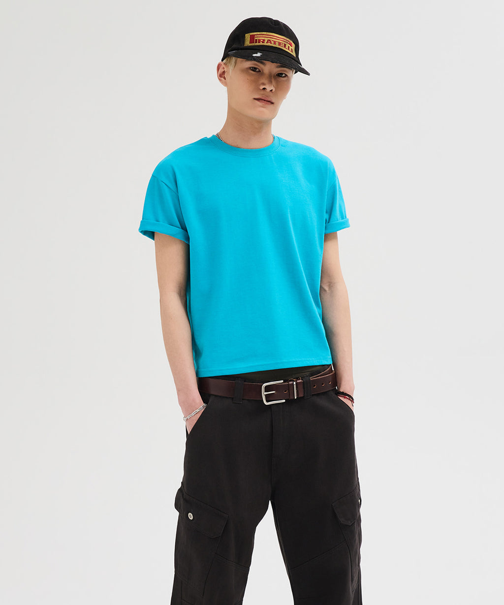 Essential Crop T-Shirt [Aqua Blue]
