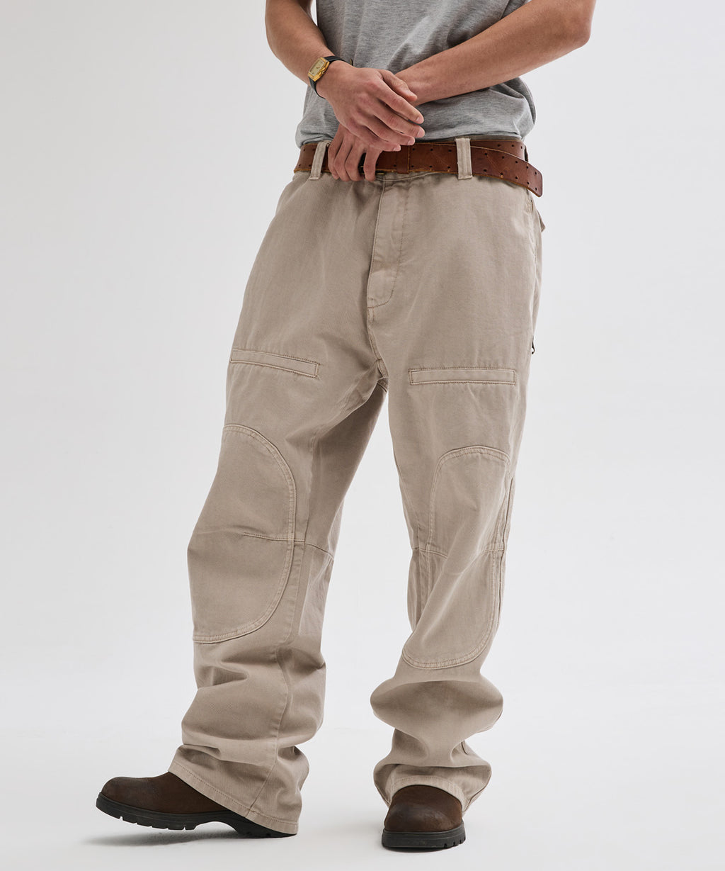Side Zipper Garment Dyed Cargo Pants [Light Beige]