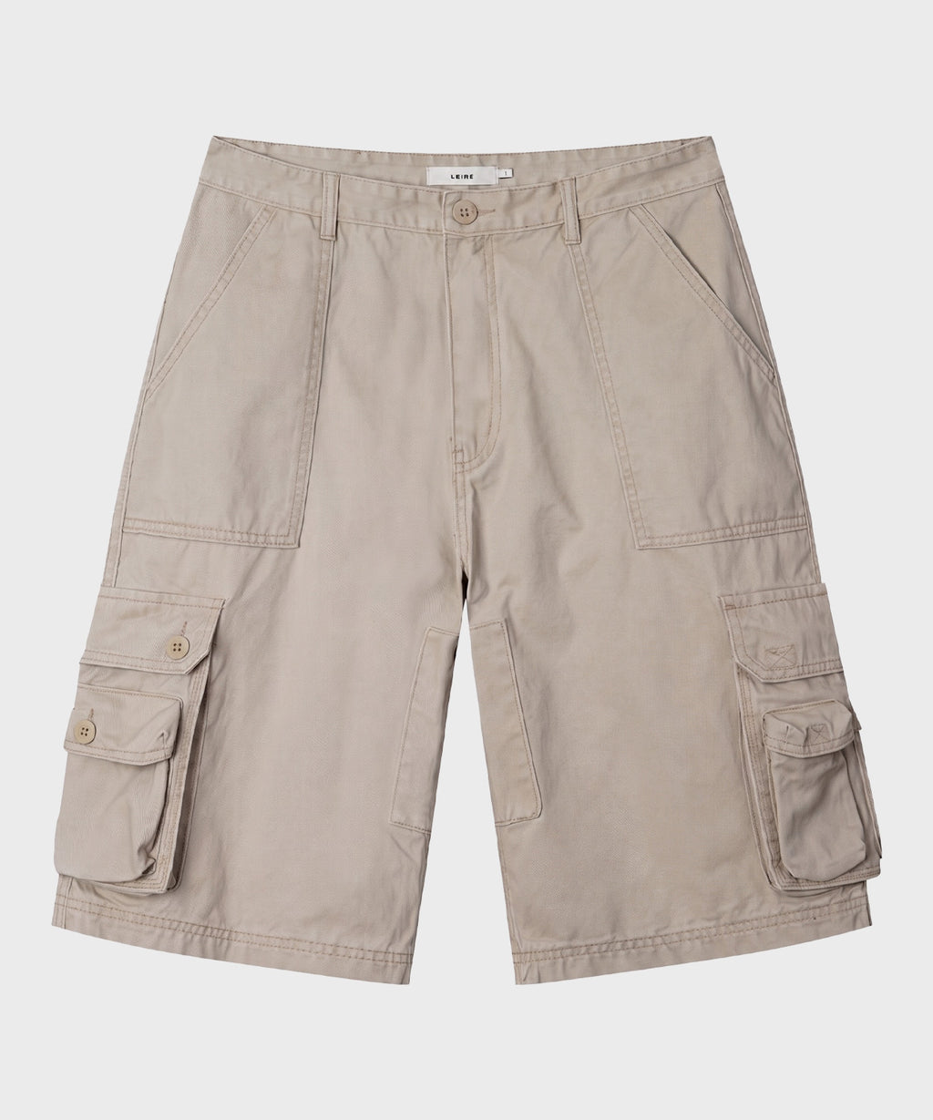 Cargo Pocket Washed Bermuda Shorts [Beige]