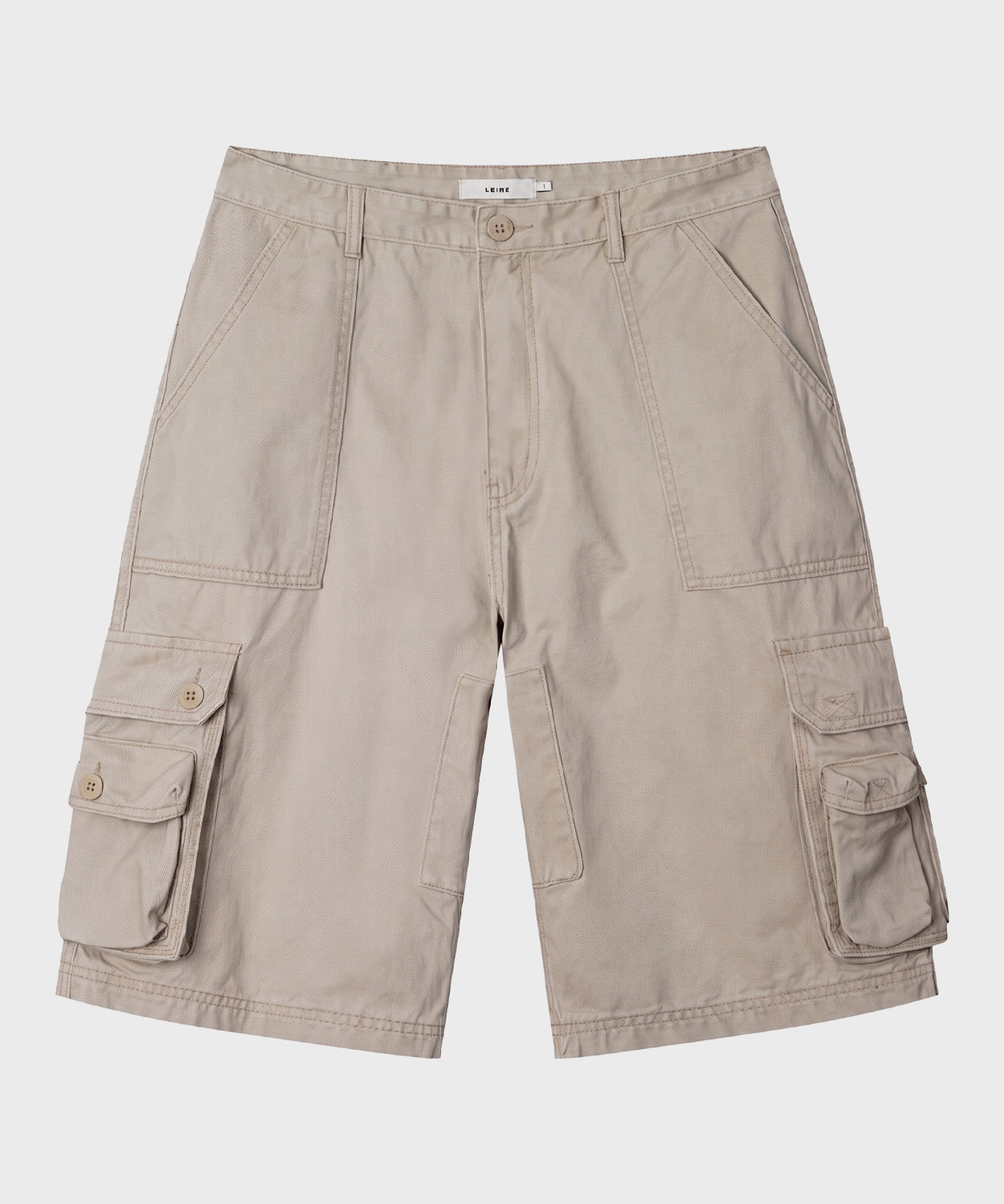 Cargo Pocket Washed Bermuda Shorts [Beige]