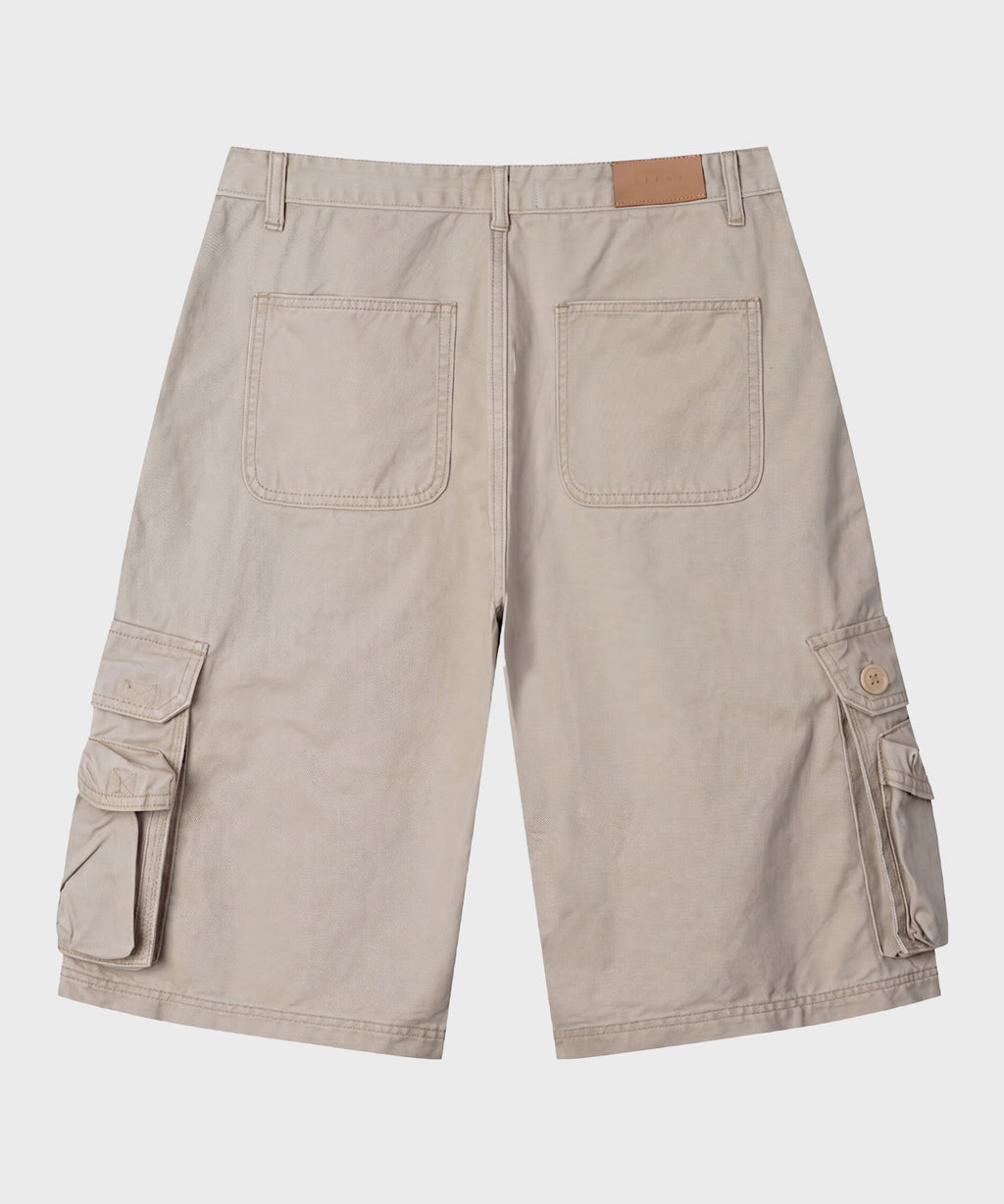 Cargo Pocket Washed Bermuda Shorts [Beige]