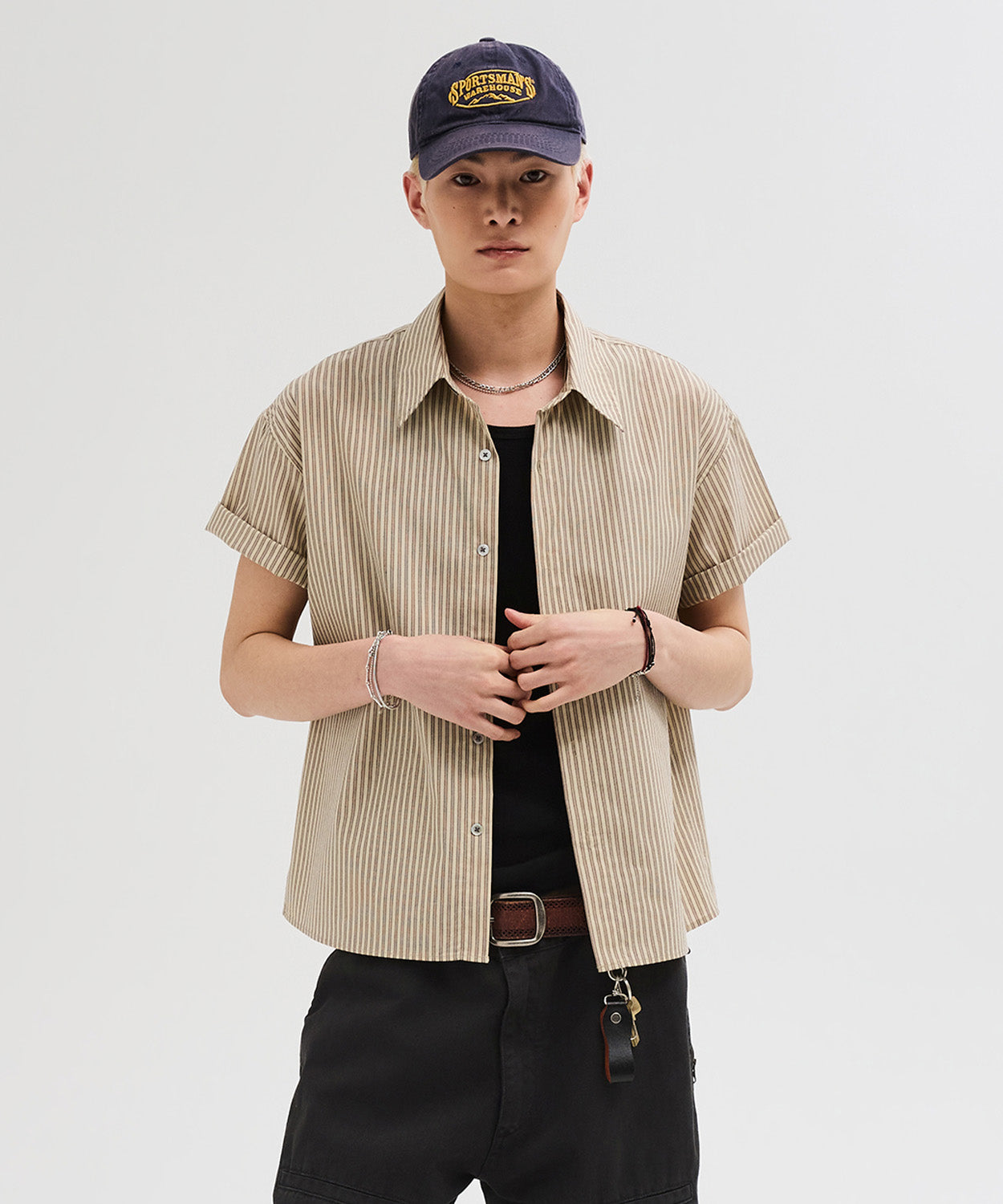 Essential Stripe Short Sleeve Shirt [Beige]