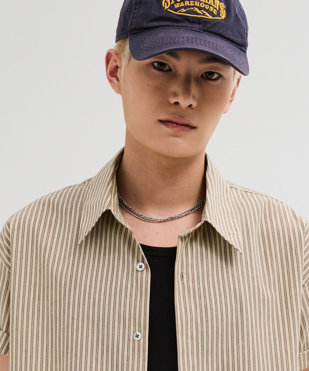 Essential Stripe Short Sleeve Shirt [Beige]
