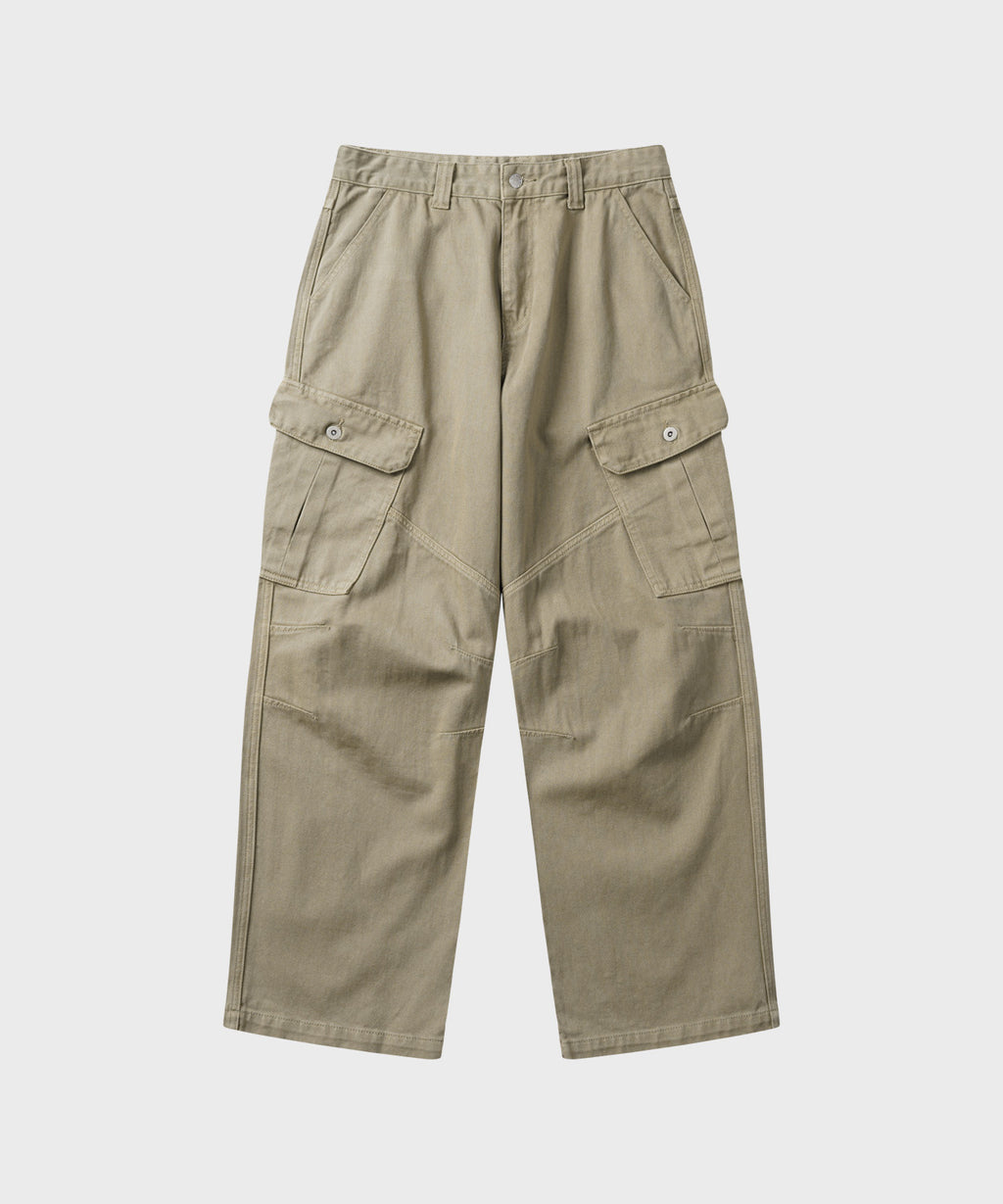 Garment Dyed Curved Cargo Pants [Beige]