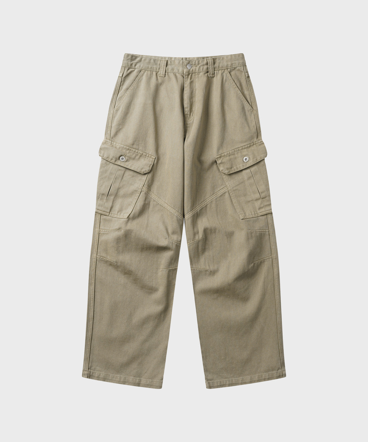 Garment Dyed Curved Cargo Pants [Beige]