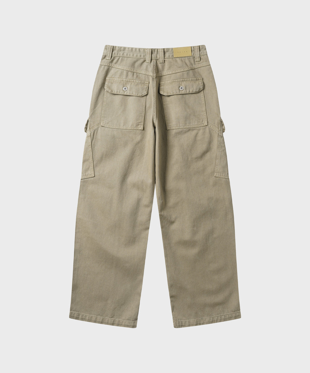 Garment Dyed Curved Cargo Pants [Beige]