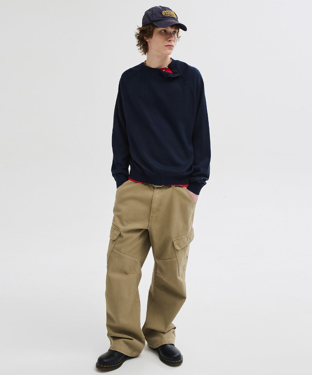 Garment Dyed Curved Cargo Pants [Beige]