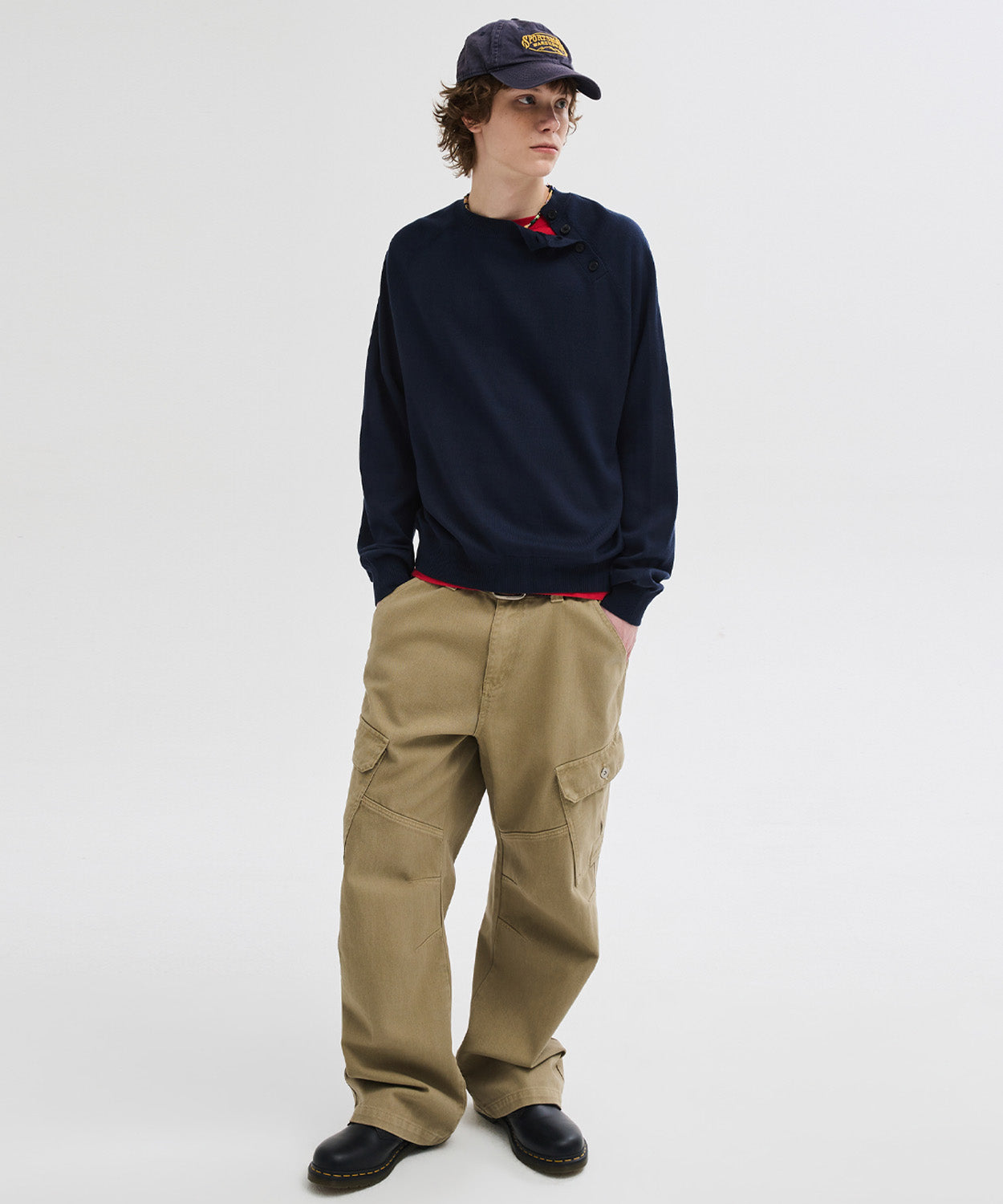 Garment Dyed Curved Cargo Pants [Beige]