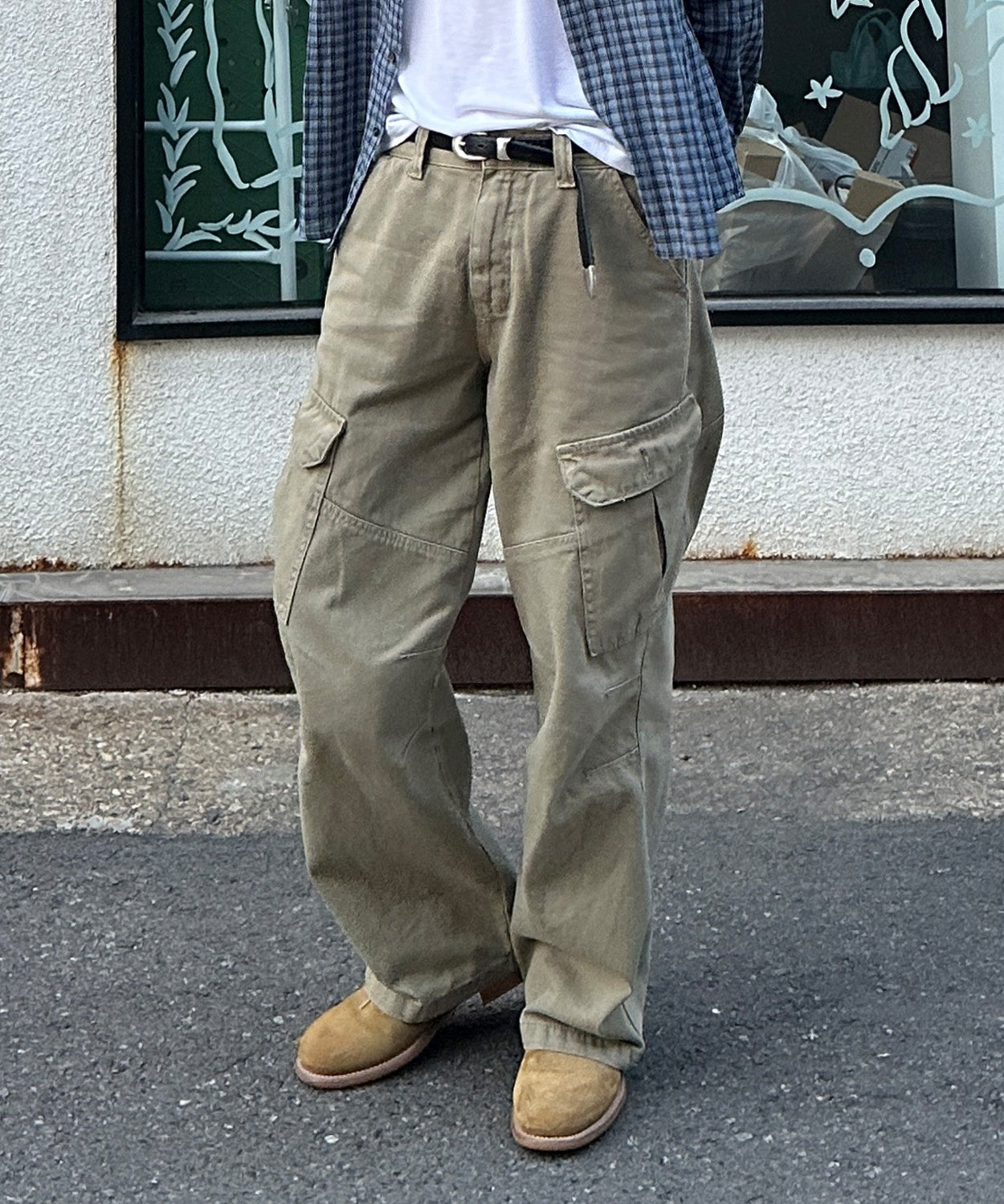 Garment Dyed Curved Cargo Pants [Beige]