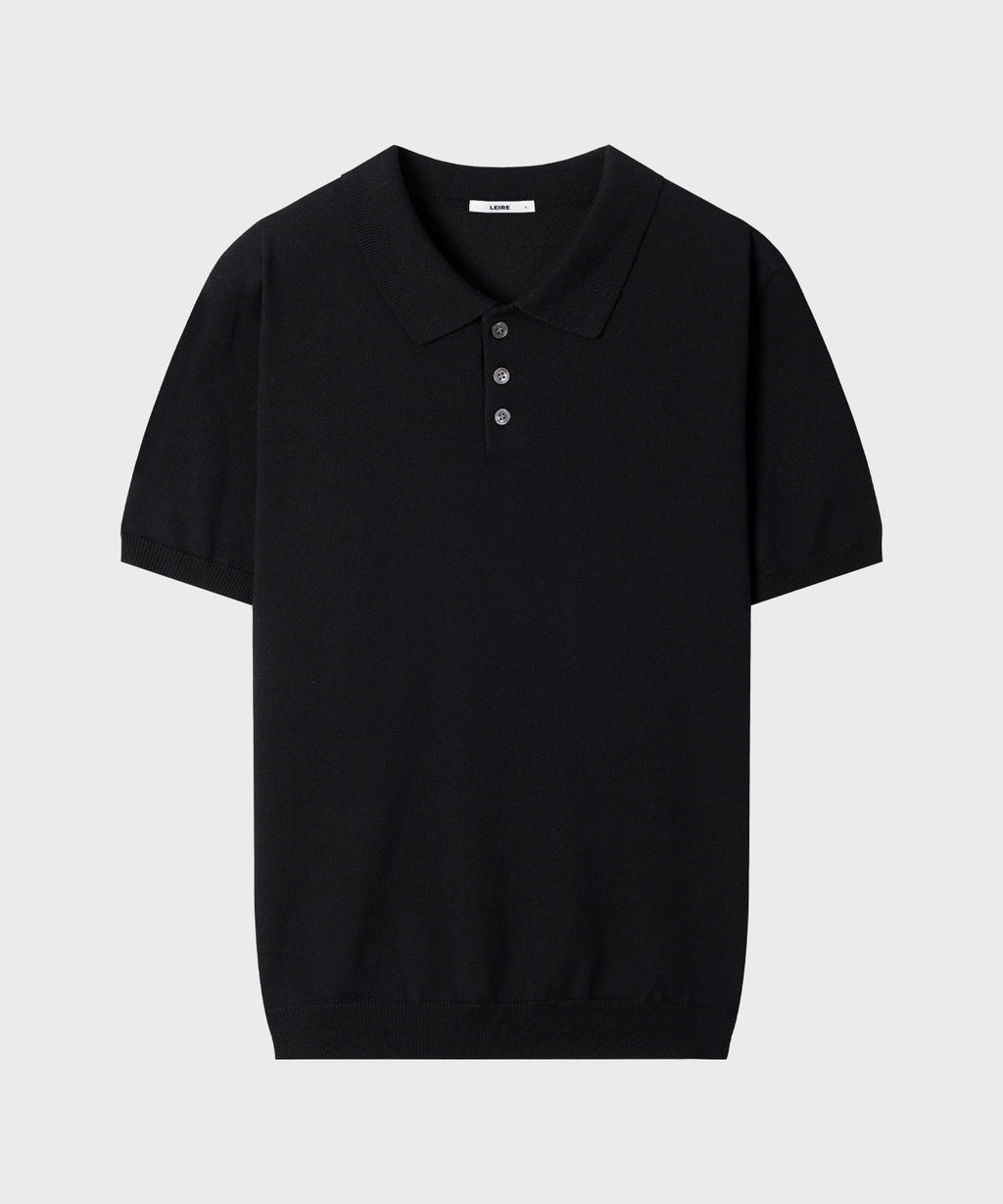 Muscle Fit Collar Short Sleeve Knit [Black]
