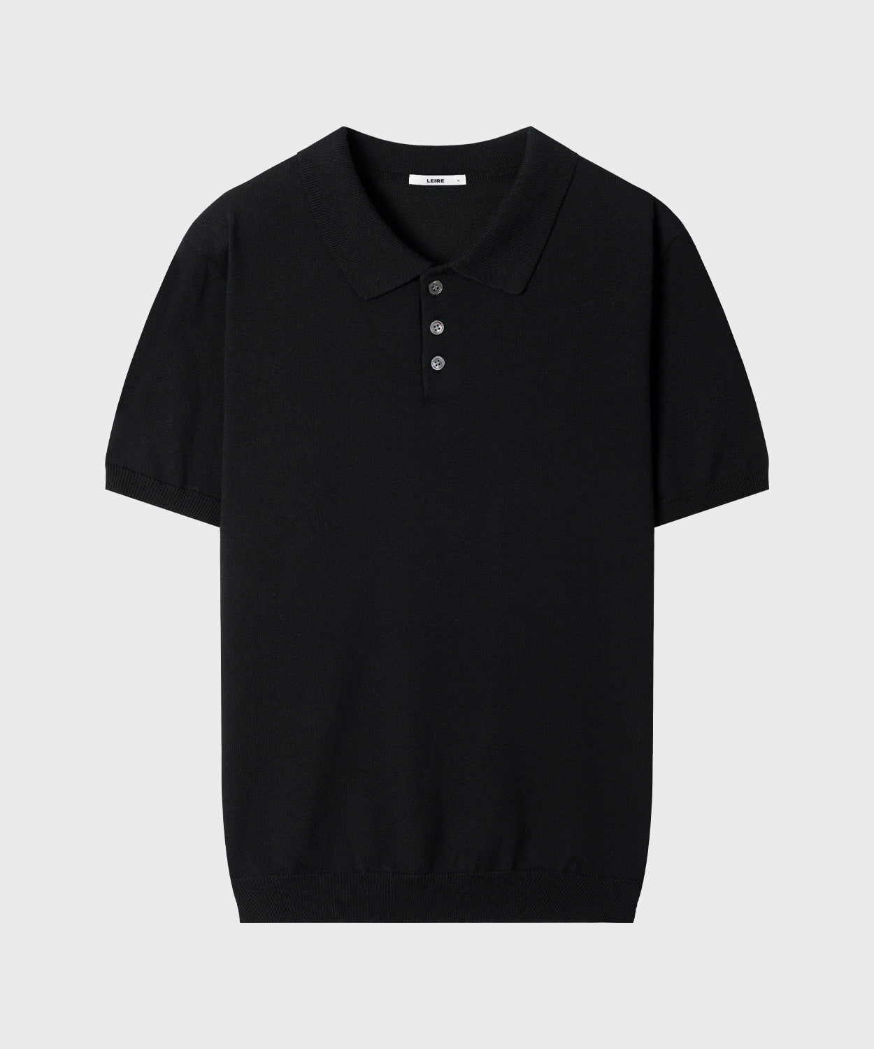 Muscle Fit Collar Short Sleeve Knit [Black]