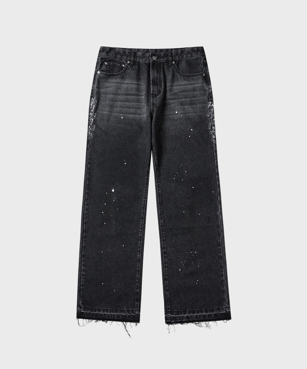 Painted Over Dye Washed Pants [Black]