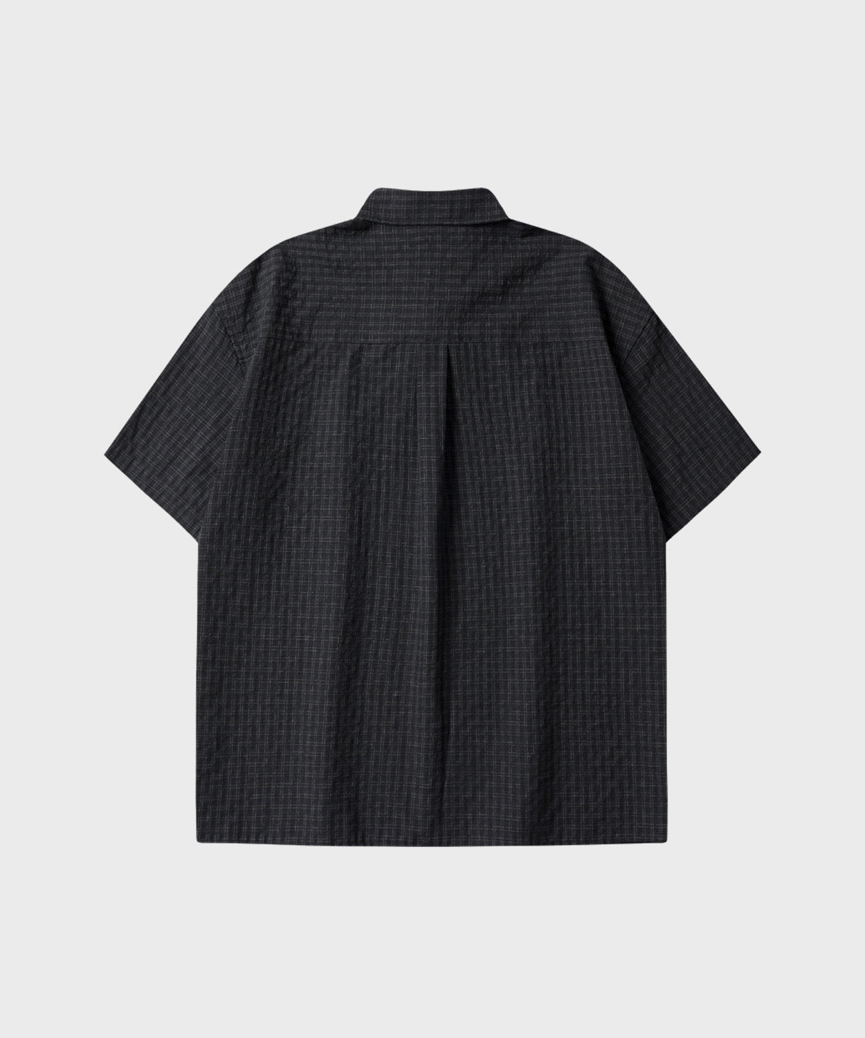 Wrinkle Seersucker Mini Check Shirt [Black]