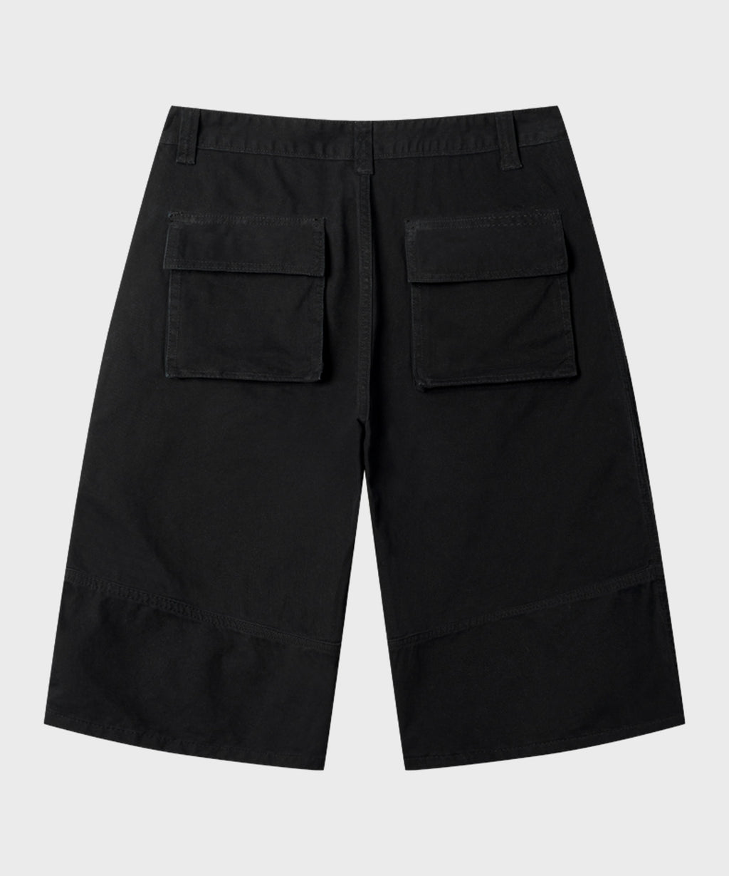 Side Zipper Cargo Bermuda Shorts [Black]