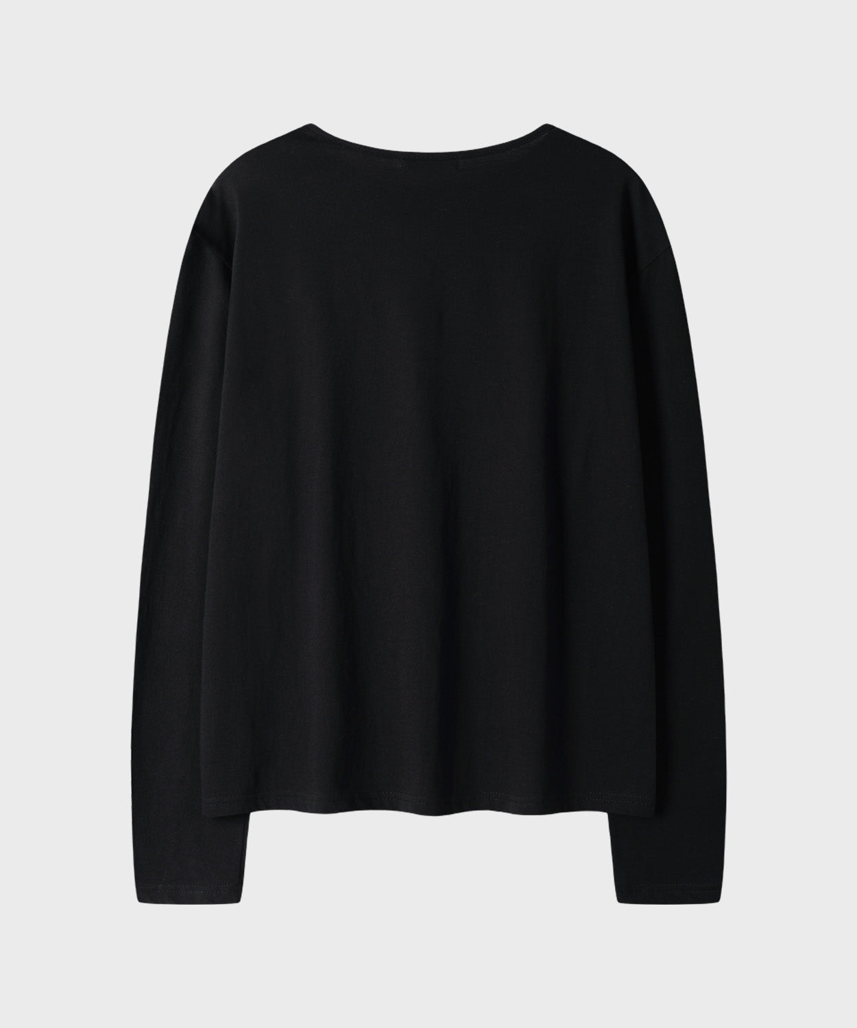 Diagonal Henley Neck Long Sleeve T-Shirt [Black]
